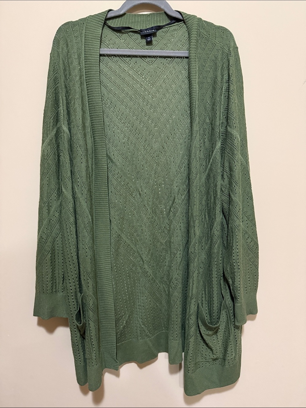 Open-Front Olive Green Women's Cardigan Sweater